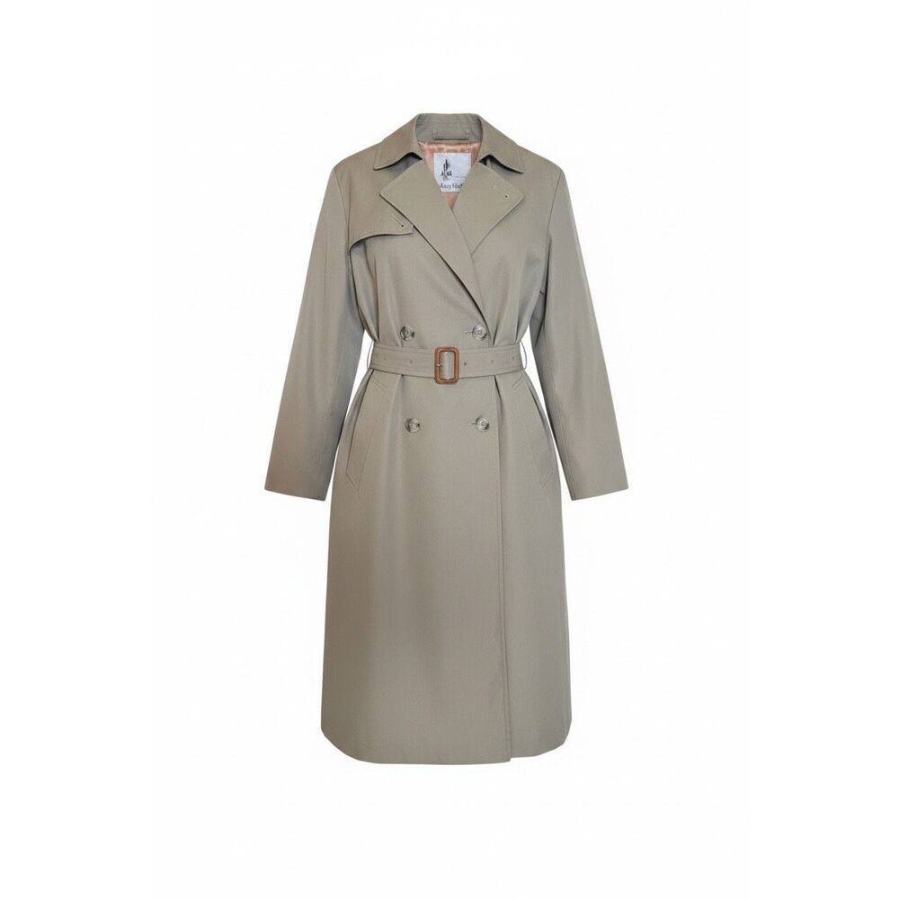 Misty Harbor Double-Breasted Belted Winter Liner X-Long Trench Coat Tan‎ Size 42